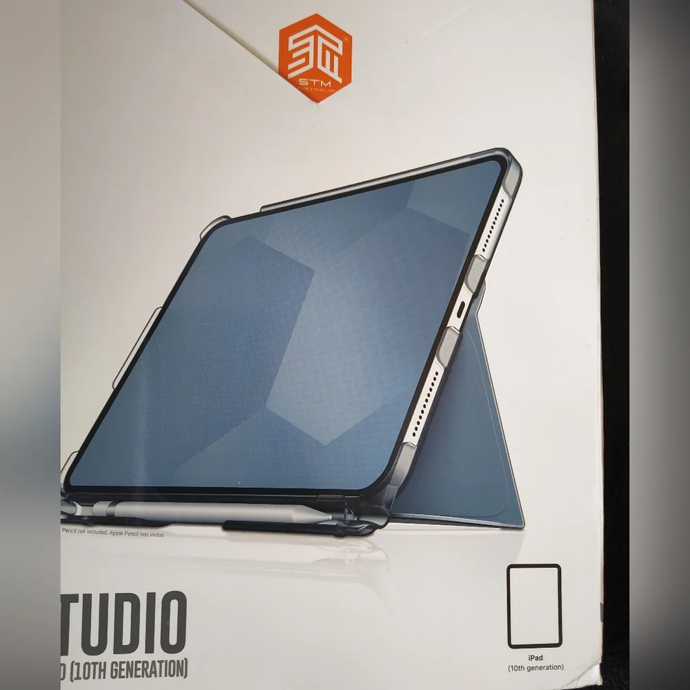 STM Studio iPad 10th Gen Case Blue – Smart Magnetic Stand & Pencil Holder